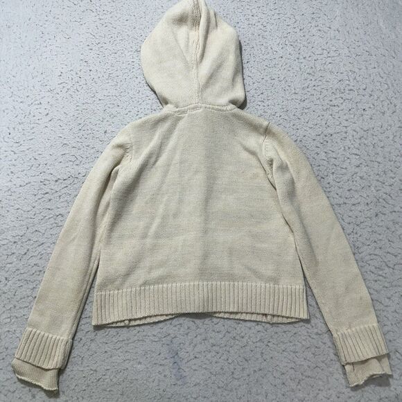 Roxy Girl 6X Button Down Hoodie Sweater Beige Striped Knit Boho Sweatshirt - Picture 11 of 16